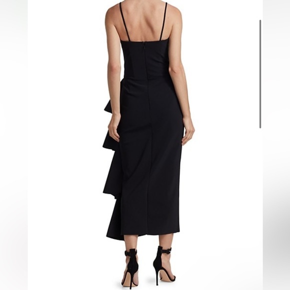 Chiara Boni La Petite Robe Gussie Velvet Tiered Ruffle Midi Dress 6 - Picture 3 of 7